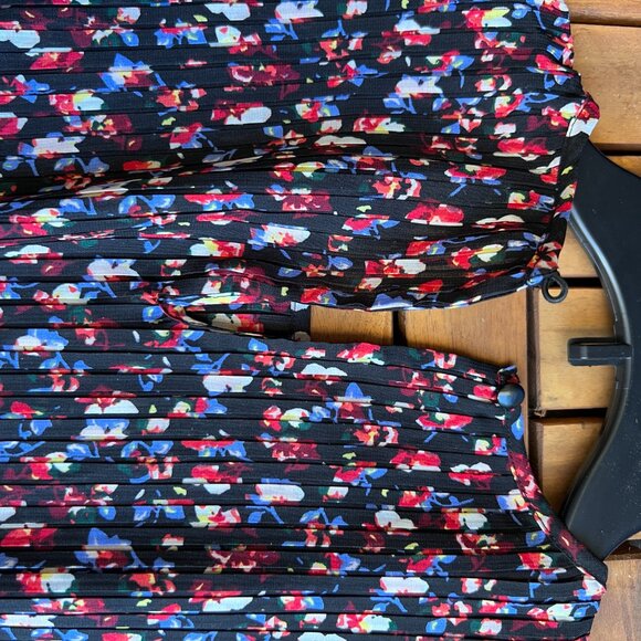 A Pea In The Pod Dress Womens One Size Black Floral Pleated Maternity Midi New - Picture 14 of 15